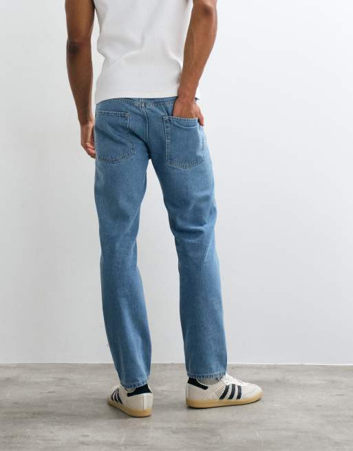 JJ Rebel Noah straight jeans in mid blue wash, 3 of 5