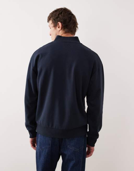JJ Rebel oversize 1/4 zip sweatshirt in navy | ASOS