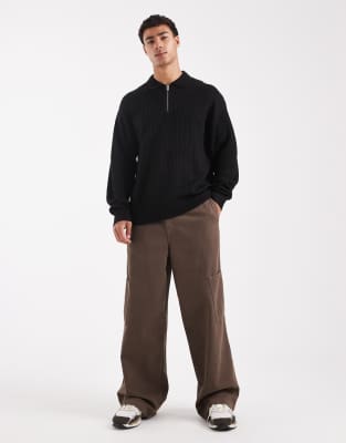 Jj Rebel Oversize Knit Polo In Black