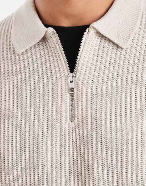 JJ Rebel – Oversize-Strickpullover in Beige mit Polokragen, 5 von 5