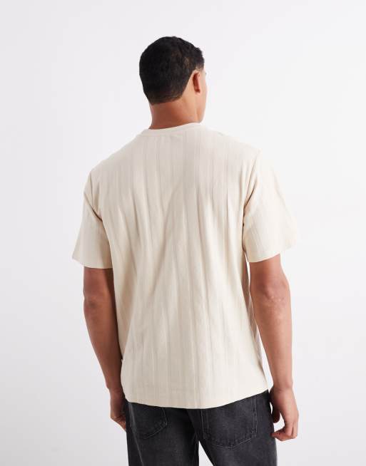 JJ Rebel – Oversize-T-Shirt in Creme mit Strukturstreifen, 3 von 5