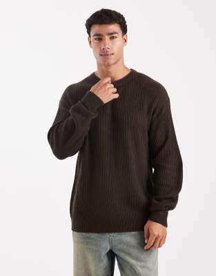Jj Rebel Oversize Textured Sweater In Brown