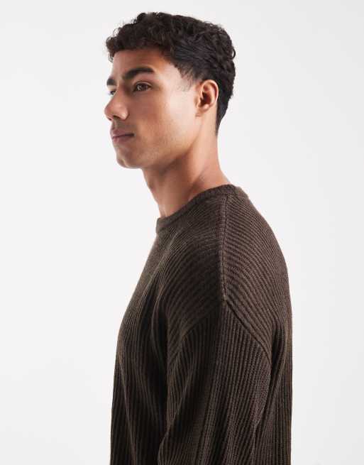 JJ Rebel - Oversized trui met textuur in bruin