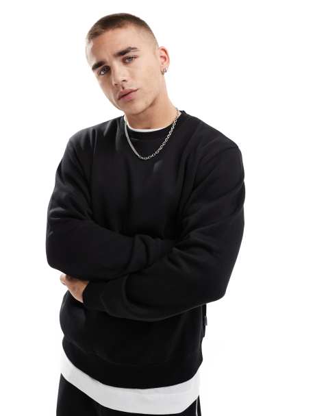 JJ Rebel oversized crew neck sweatshirt in black - view 1