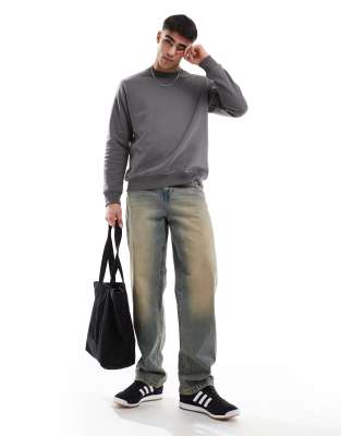 Jj Rebel Oversized Crew Neck Sweatshirt In Gray