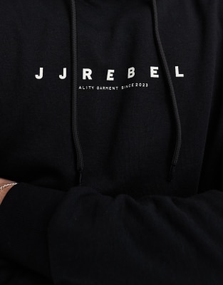 Jj Rebel Oversized Hoodie With Chest Logo In Black