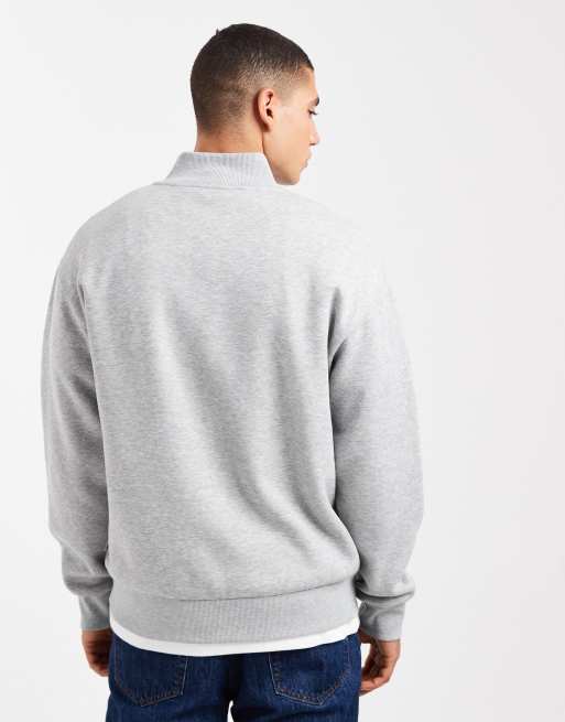JJ Rebel - Oversized sweatshirt met 1/4 rits in grijs, 3 van 5