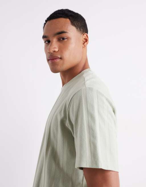 JJ Rebel - Oversized T-shirt in groene strepen met textuur, 4 van 5