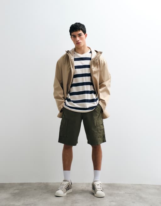 JJ Rebel oversized t-shirt in off white and navy stripes, 2 of 7