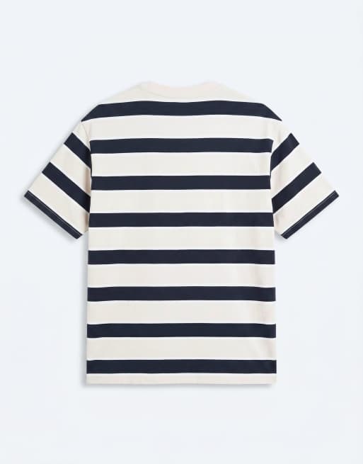 JJ Rebel oversized t-shirt in off white and navy stripes, 7 of 7