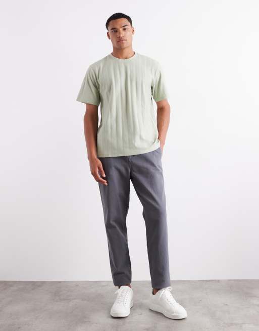 JJ Rebel oversized t-shirt in texture stripe in green, 2 of 5