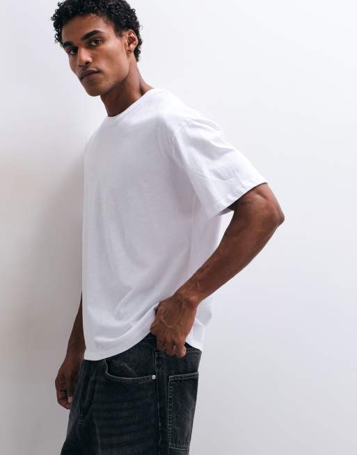 JJ Rebel - Oversized T-shirt met Japanse print op de rug in wit, 5 van 5