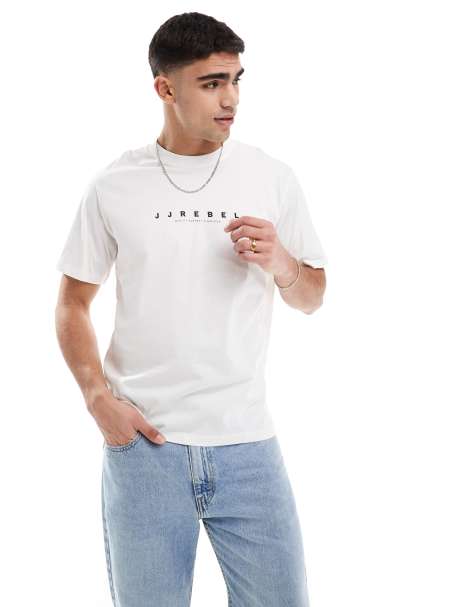 JJ Rebel - Oversized T-shirt met logo op de borst in wit - view 1