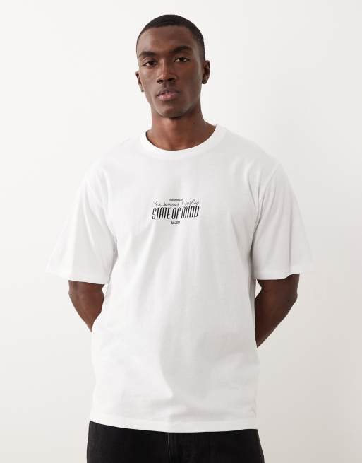 JJ Rebel - Oversized T-shirt met palmboomprint op de achterkant in wit, 2 van 5