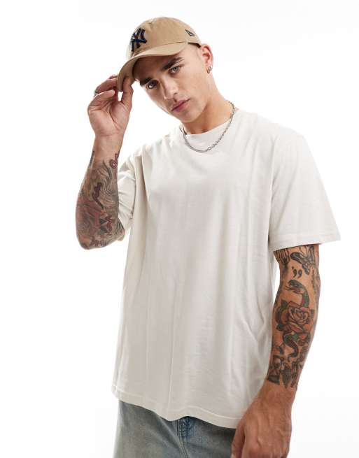 JJ Rebel - Oversized T-shirt met ronde hals in beige