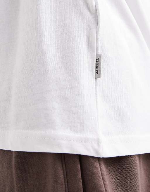 JJ Rebel - Oversized T-shirt met ronde hals in wit, 5 van 5