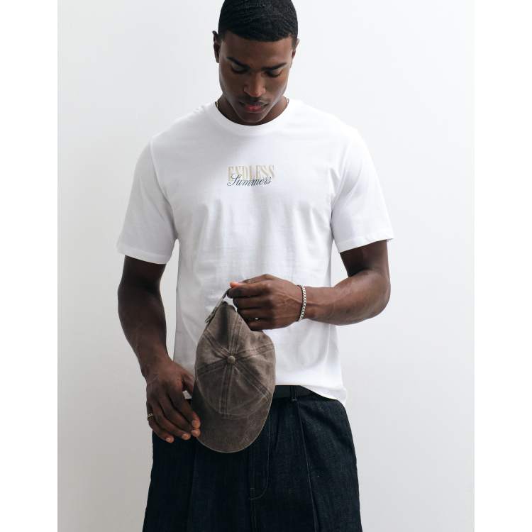 JJ Rebel oversized t-shirt with back and chest print in white | ASOS