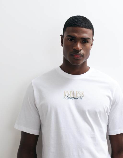 JJ Rebel oversized t-shirt with back and chest print in white, 3 of 5