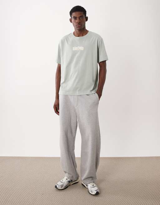 JJ Rebel oversized t-shirt with backprint in sage green, 2 of 5