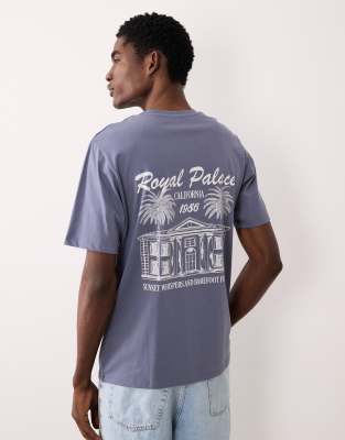 Jj Rebel Oversized T-shirt With Calfornia Print In Blue