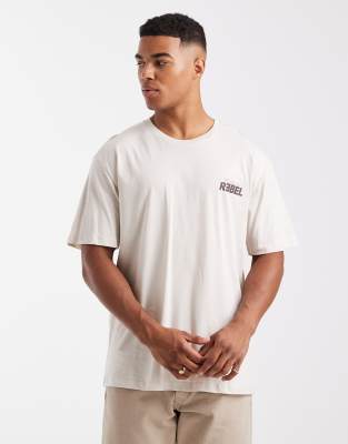 Jj Rebel Oversized T-shirt With Eclectic Backprint In Neutral