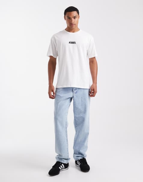 JJ Rebel oversized t-shirt with eclectic backprint in white - view 2