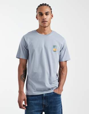 Jj Rebel Oversized T-shirt With Embroidered Palm Tree In Gray