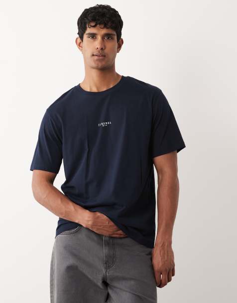 JJ Rebel oversized t-shirt with front logo in navy - view 1