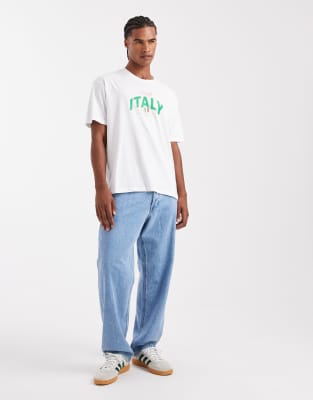 Jj Rebel Oversized T-shirt With Italy Front Graphic In White