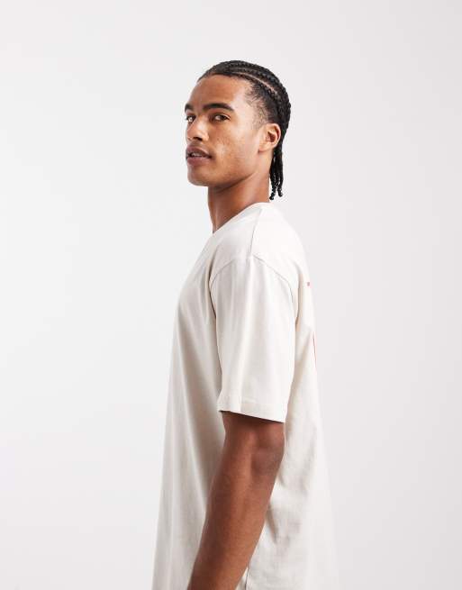 JJ Rebel oversized t-shirt with japanese back print in beige, 4 of 5