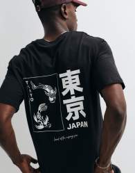 JJ Rebel oversized t-shirt with japanese back print in black