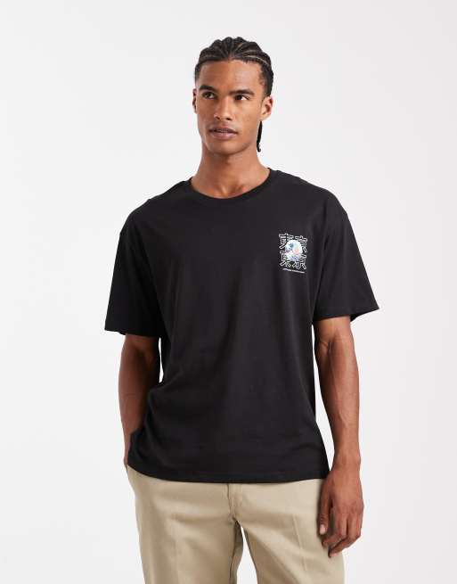 JJ Rebel oversized t-shirt with Japanese back print in black | ASOS
