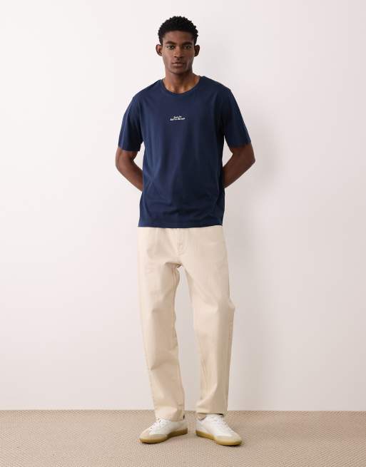 JJ Rebel oversized t-shirt with location back print in navy, 2 of 5