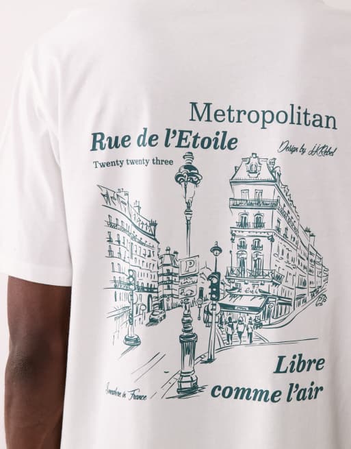 JJ Rebel oversized t-shirt with location backprint in white, 3 of 5