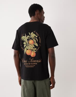 Jj Rebel Oversized T-shirt With Orange Back Print In Black
