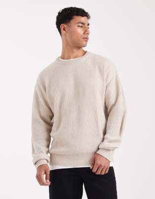 Jj Rebel Oversized Textured Sweater In Neutral