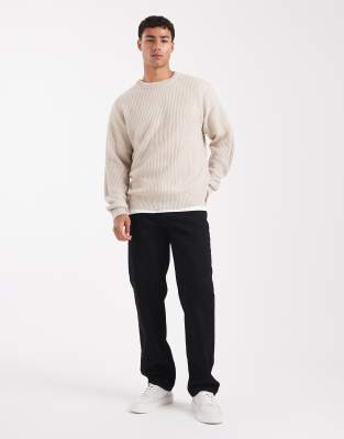 Jj Rebel Oversized Textured Sweater In Neutral
