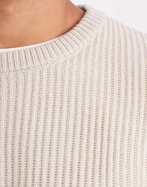 JJ Rebel oversize textured jumper in beige