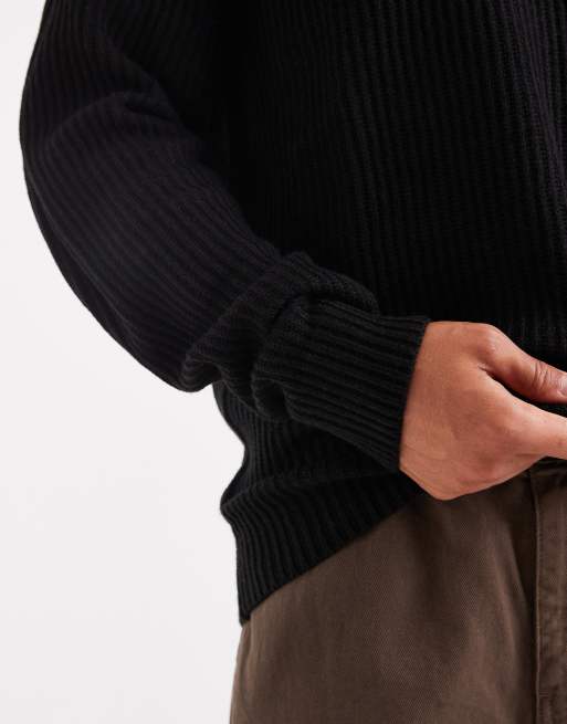 JJ Rebel oversize textured jumper in black