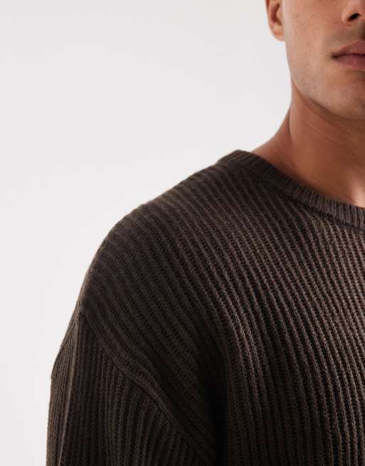 JJ Rebel - Oversized trui met textuur in bruin