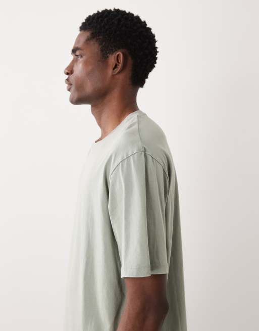 JJ Rebel oversized washed t-shirt in sage green, 4 of 5