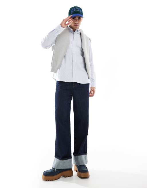 JJ Rebel oxford shirt in blue stripe 