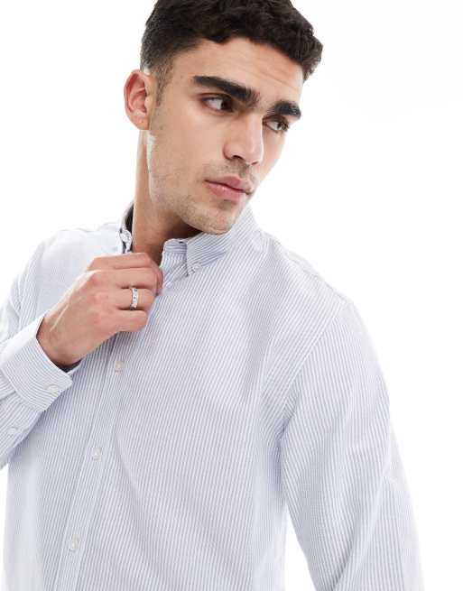 JJ Rebel oxford shirt in blue stripe 