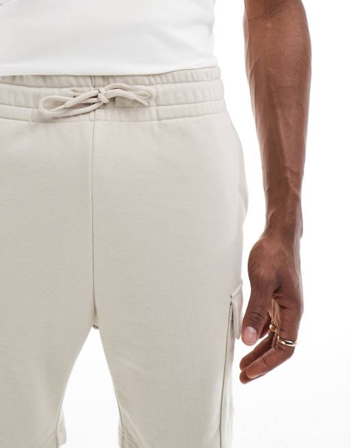 JJ Rebel - Pantaloncini cargo in jersey beige, 3 di 5