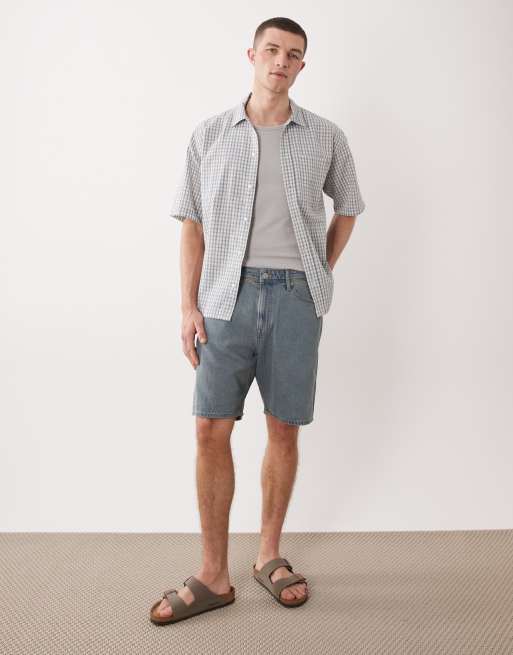 JJ Rebel - Pantaloncini in denim comodi blu chiaro slavato, 2 di 5