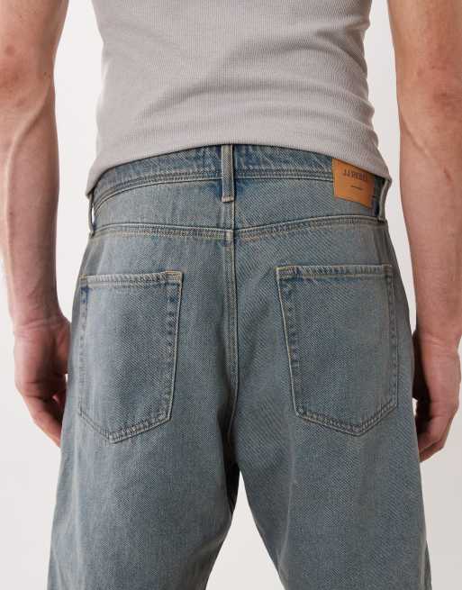JJ Rebel - Pantaloncini in denim comodi blu chiaro slavato, 5 di 5