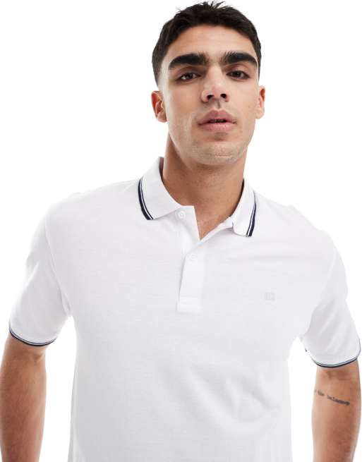 JJ Rebel - Piqué polo met gekleurd randje in wit, 2 van 4
