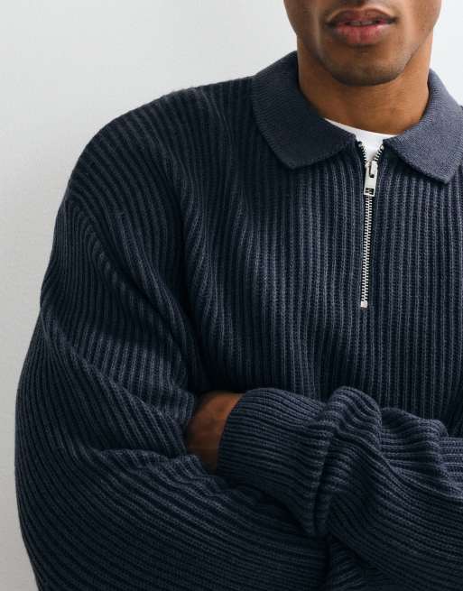 JJ Rebel - Polo blu indaco con zip corta, 4 di 5