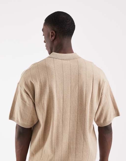 JJ Rebel - Polo en maille côtelée - Beige, 5 de 5