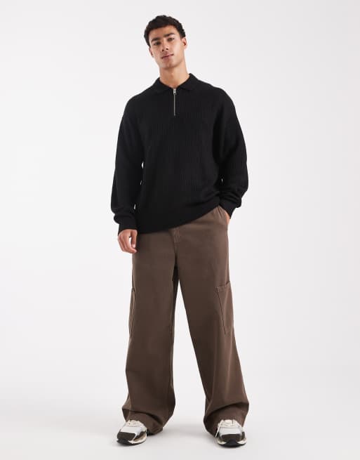 JJ Rebel - Polo in maglia nera oversize, 2 di 5